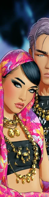 Free dark romance bookmark featuring a couple with covered hair